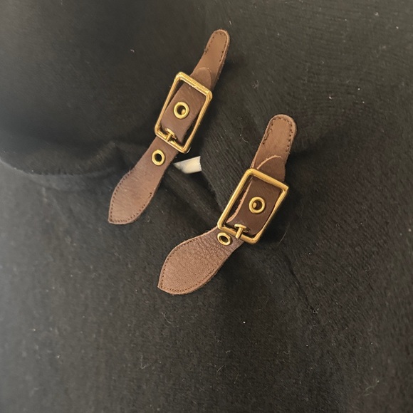 Ralph Lauren Black Turtleneck Sweater with Leather Buckles - Picture 2 of 9